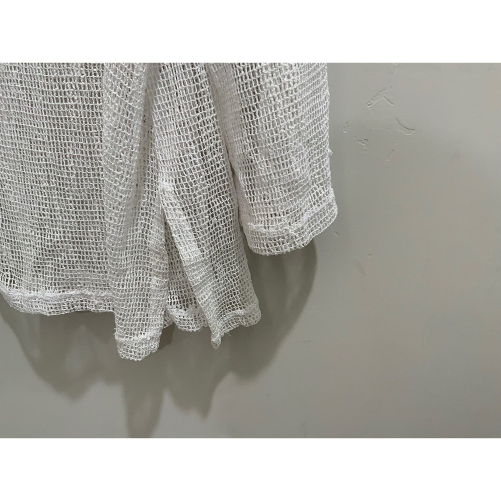 J. Valdi Womens White Mesh Knit Split V-Neck Long Sleeve Tunic Cover Up - Picture 7 of 8